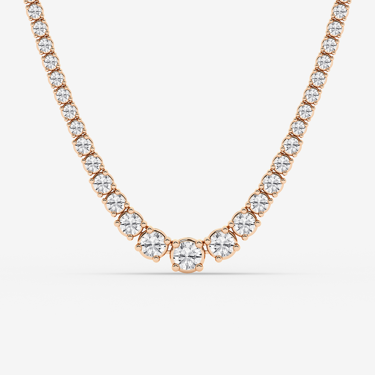 20 ctw Round Lab Grown Diamond Four Prong Graduated Tennis Necklace